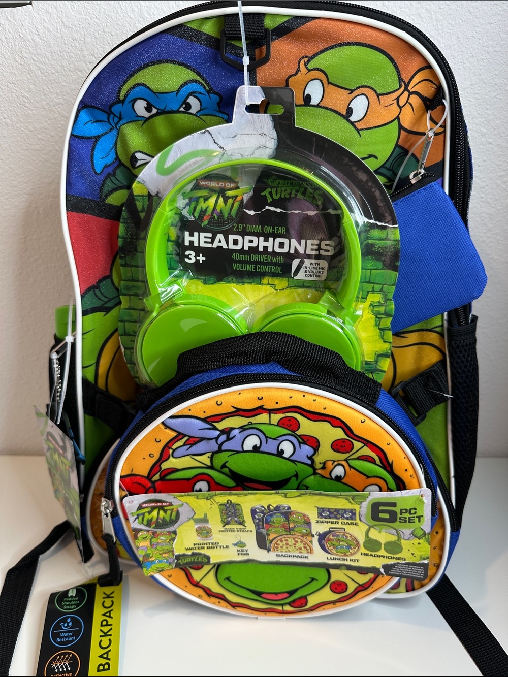 Teenage Mutant Ninja Turtles Kids Backpack Set with Green Headphones - TMNT